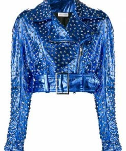 Faith Connexion Sita Studded Leather Jacket Cropped Jacket