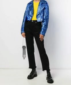 Faith Connexion Sita Studded Leather Jacket Cropped Jacket