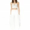 Ksenia Schnaider White Denim Wide Fringed Jeans